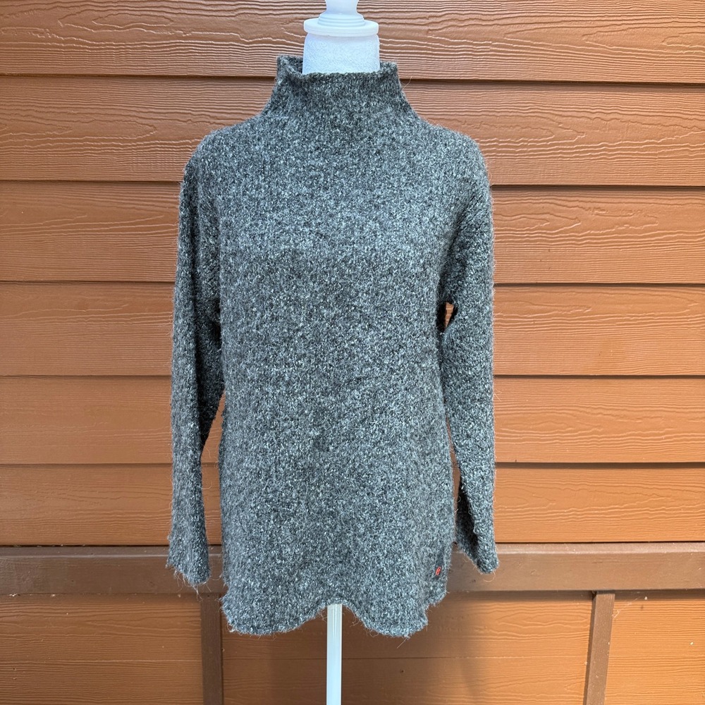 Conte of Florence Sweater Womens Medium Grey Mock Neck Wool Alpaca Made In Italy